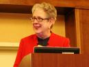 ARRL President Kay Craigie, N3KN, addresses the Pacificon banquet. [Bob Inderbitzen, NQ1R, photo]